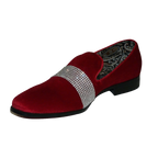 Men Formal shoes After midnight Velvet silver Crystal Slip on 6715 Red/Silver - J.Valintin Men's Wear Legend - 35
