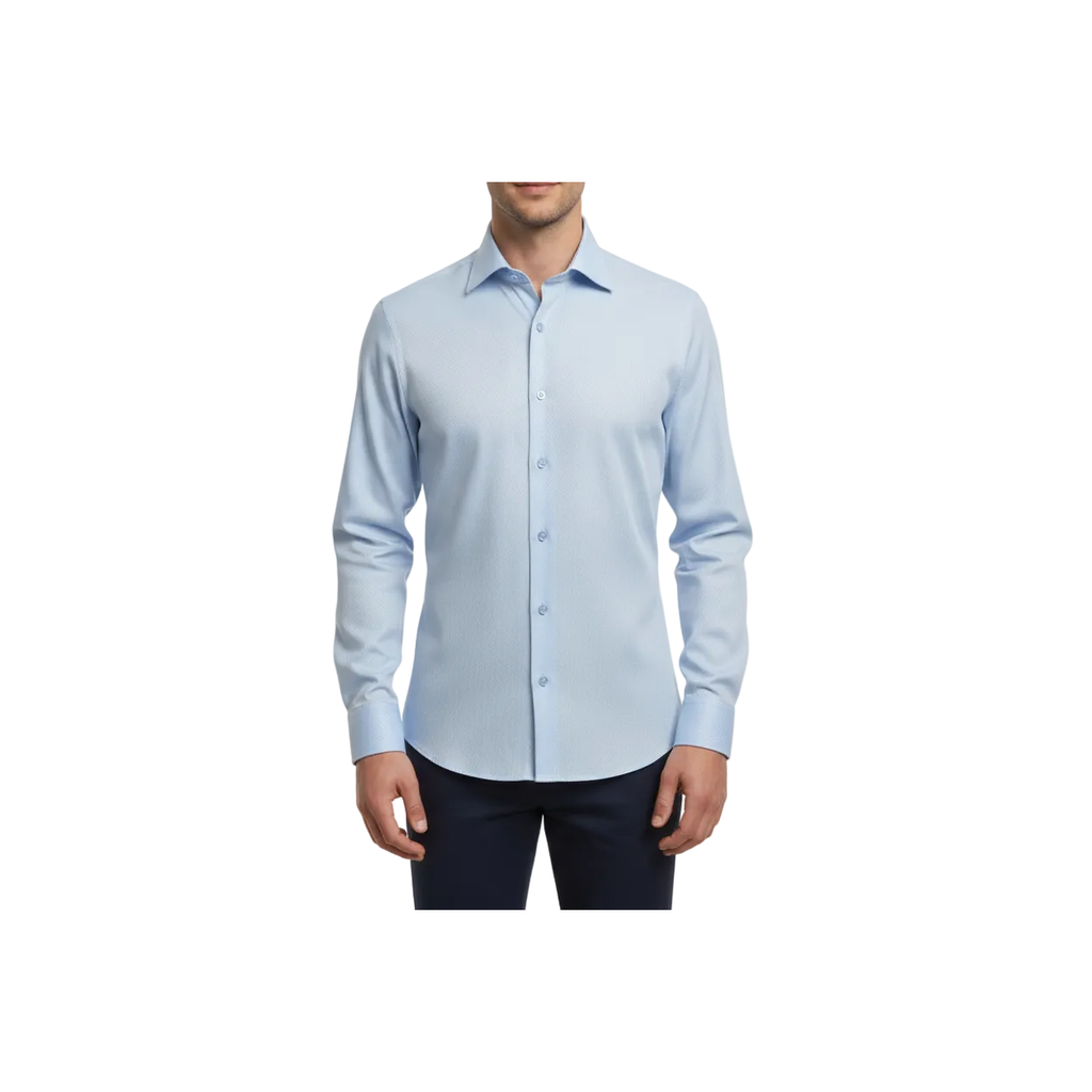 Men Franco Gilberto Shirt Twill Cotton Blend Spread Collar Turkey 5566-418 blue