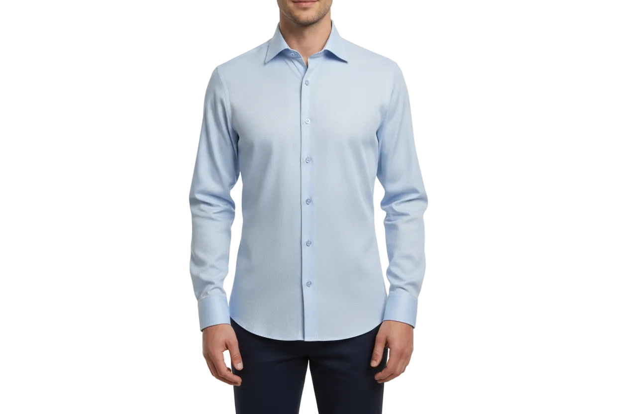 Men Franco Gilberto Shirt Twill Cotton Blend Spread Collar Turkey 5566-418 blue