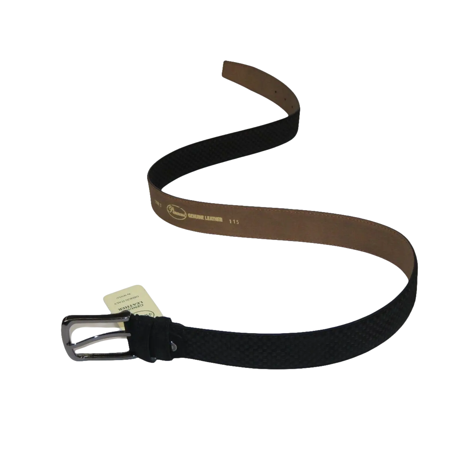 Men Genuine Basket weave Suede Soft Leather Belt PIERO ROSSI Turkey # 1002 Black - J.Valintin Men's Wear Legend - 97291