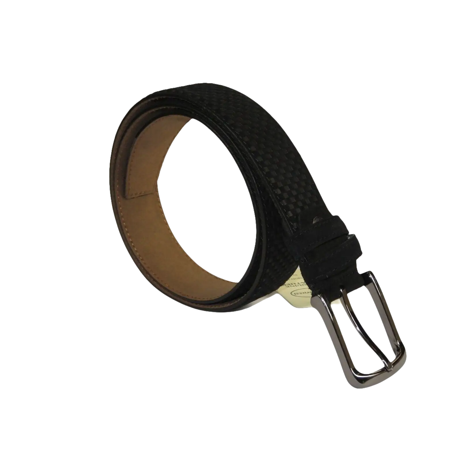 Men Genuine Basket weave Suede Soft Leather Belt PIERO ROSSI Turkey # 1002 Black - J.Valintin Men's Wear Legend - 97291