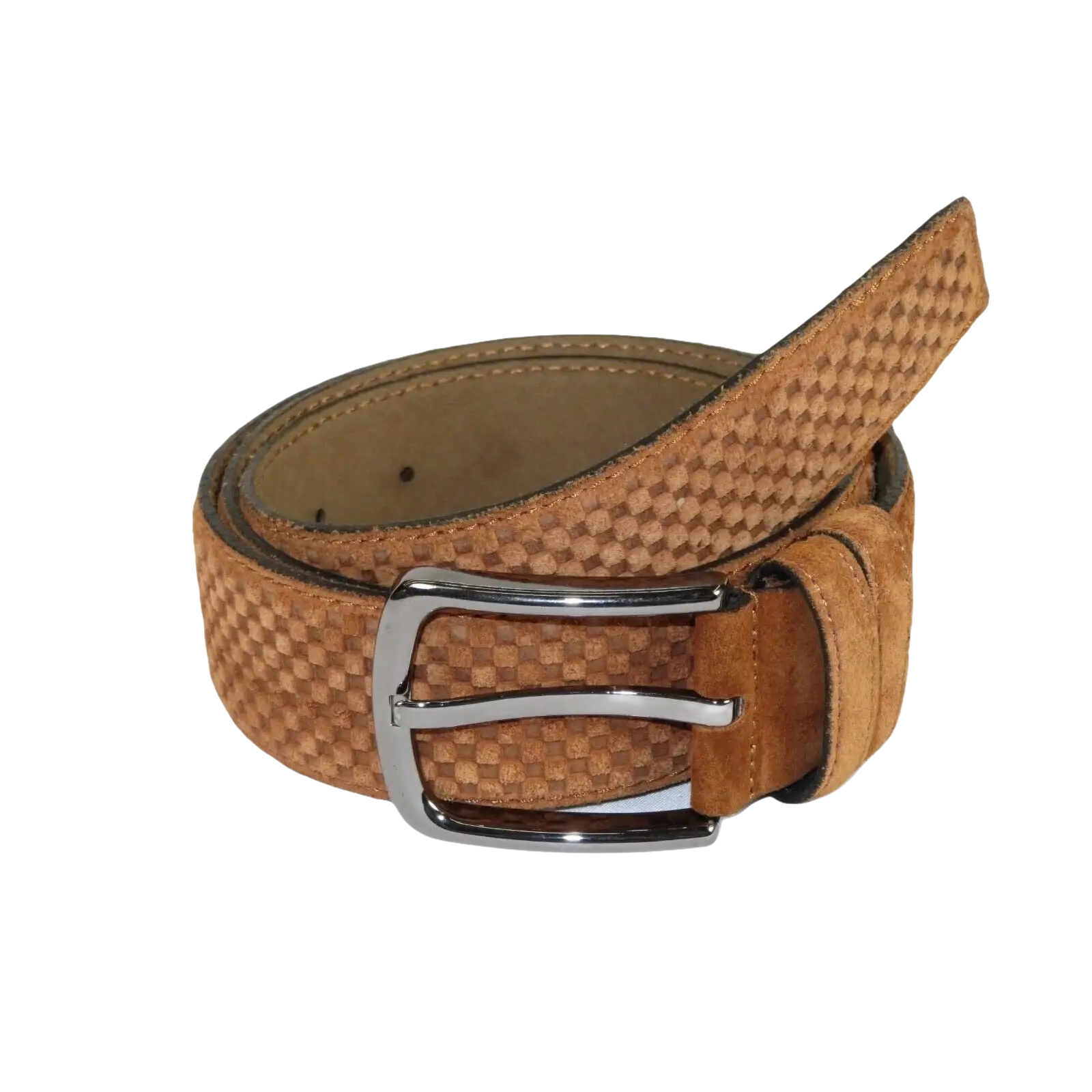 Men Genuine Basket weave Suede Soft Leather Belt PIERO ROSSI Turkey #1002 Cognac - J.Valintin Men's Wear Legend - 97254