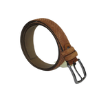 Men Genuine Basket weave Suede Soft Leather Belt PIERO ROSSI Turkey #1002 Cognac - J.Valintin Men's Wear Legend - 97254
