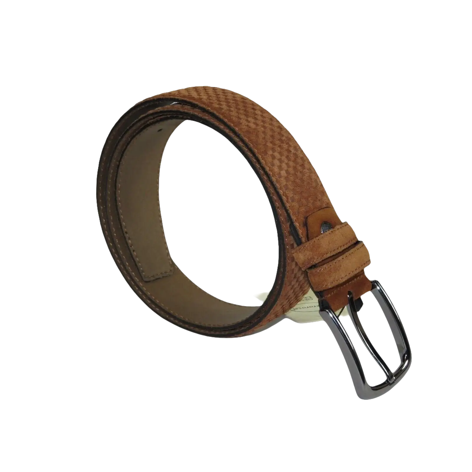 Men Genuine Basket weave Suede Soft Leather Belt PIERO ROSSI Turkey #1002 Cognac - J.Valintin Men's Wear Legend - 97254
