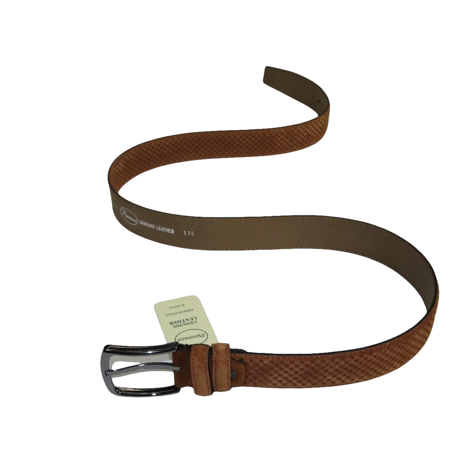Men Genuine Basket weave Suede Soft Leather Belt PIERO ROSSI Turkey #1002 Cognac - J.Valintin Men's Wear Legend - 97254