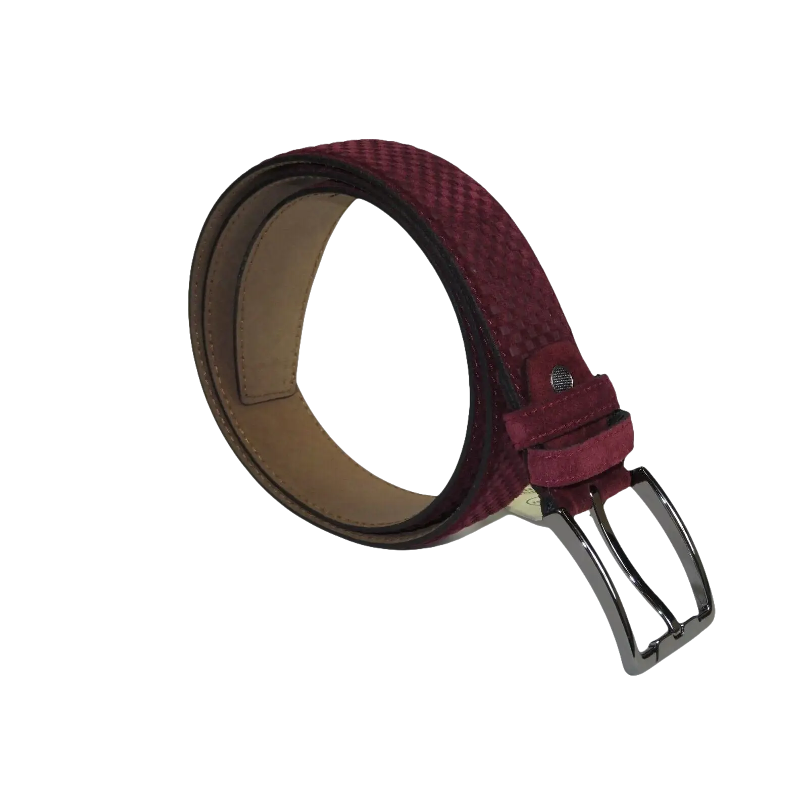 Men Genuine Basket weave Suede Soft Leather Belt PIERO ROSSI Turkey #1002 Wine - J.Valintin Men's Wear Legend - 97285