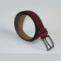 Men Genuine Basket weave Suede Soft Leather Belt PIERO ROSSI Turkey #1002 Wine - J.Valintin Men's Wear Legend - 97285