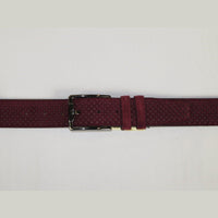 Men Genuine Basket weave Suede Soft Leather Belt PIERO ROSSI Turkey #1002 Wine - J.Valintin Men's Wear Legend - 97285