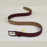 Men Genuine Basket weave Suede Soft Leather Belt PIERO ROSSI Turkey #1002 Wine - J.Valintin Men's Wear Legend - 97285