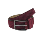Men Genuine Basket weave Suede Soft Leather Belt PIERO ROSSI Turkey #1002 Wine - J.Valintin Men's Wear Legend - 97285
