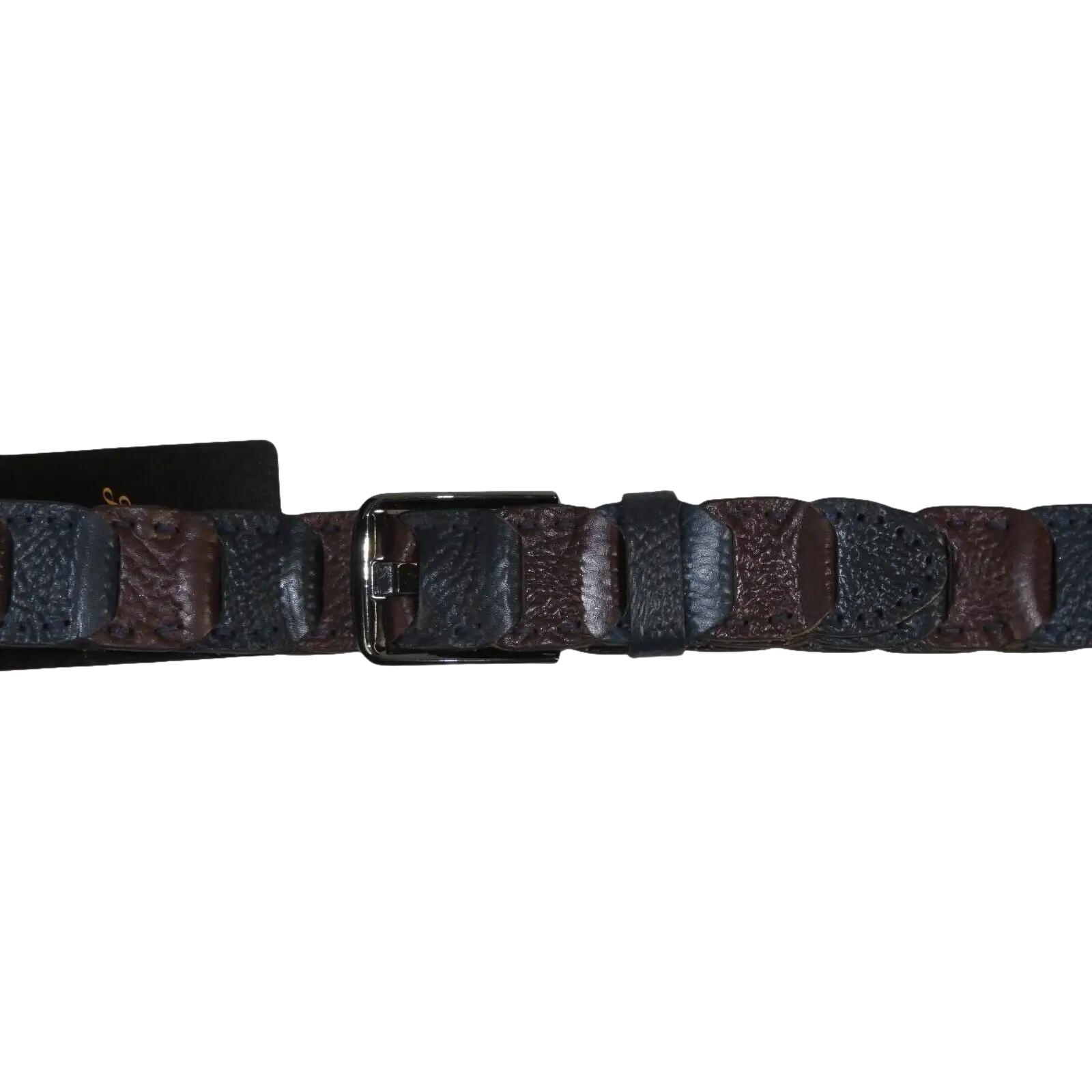 Men Genuine Leather Belt PIERO ROSSI Turkey Croc print Hand Stitch 69 Brown navy - J.Valintin Men's Wear Legend - 97491