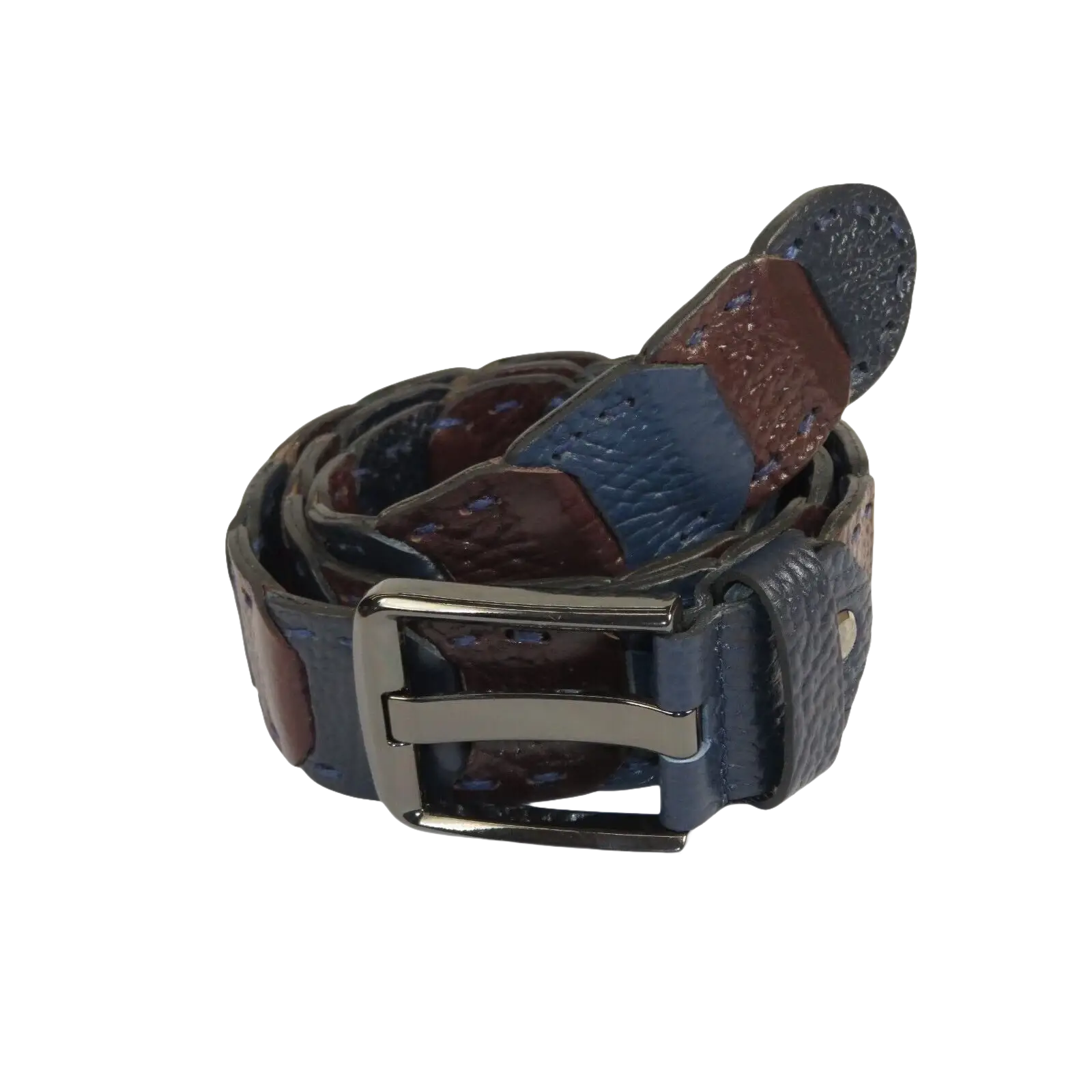 Men Genuine Leather Belt PIERO ROSSI Turkey Croc print Hand Stitch 69 Brown navy - J.Valintin Men's Wear Legend - 97491