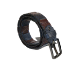 Men Genuine Leather Belt PIERO ROSSI Turkey Croc print Hand Stitch 69 Brown navy - J.Valintin Men's Wear Legend - 97491