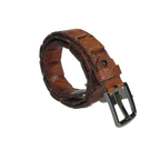 Men Genuine Leather Belt PIERO ROSSI Turkey Crocodile print Hand Stich 69 Cognac - J.Valintin Men's Wear Legend - 97461