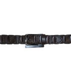 Men Genuine Leather Belt PIERO ROSSI Turkey Crocodile print Hand Stitch 69 Brown - J.Valintin Men's Wear Legend - 97479