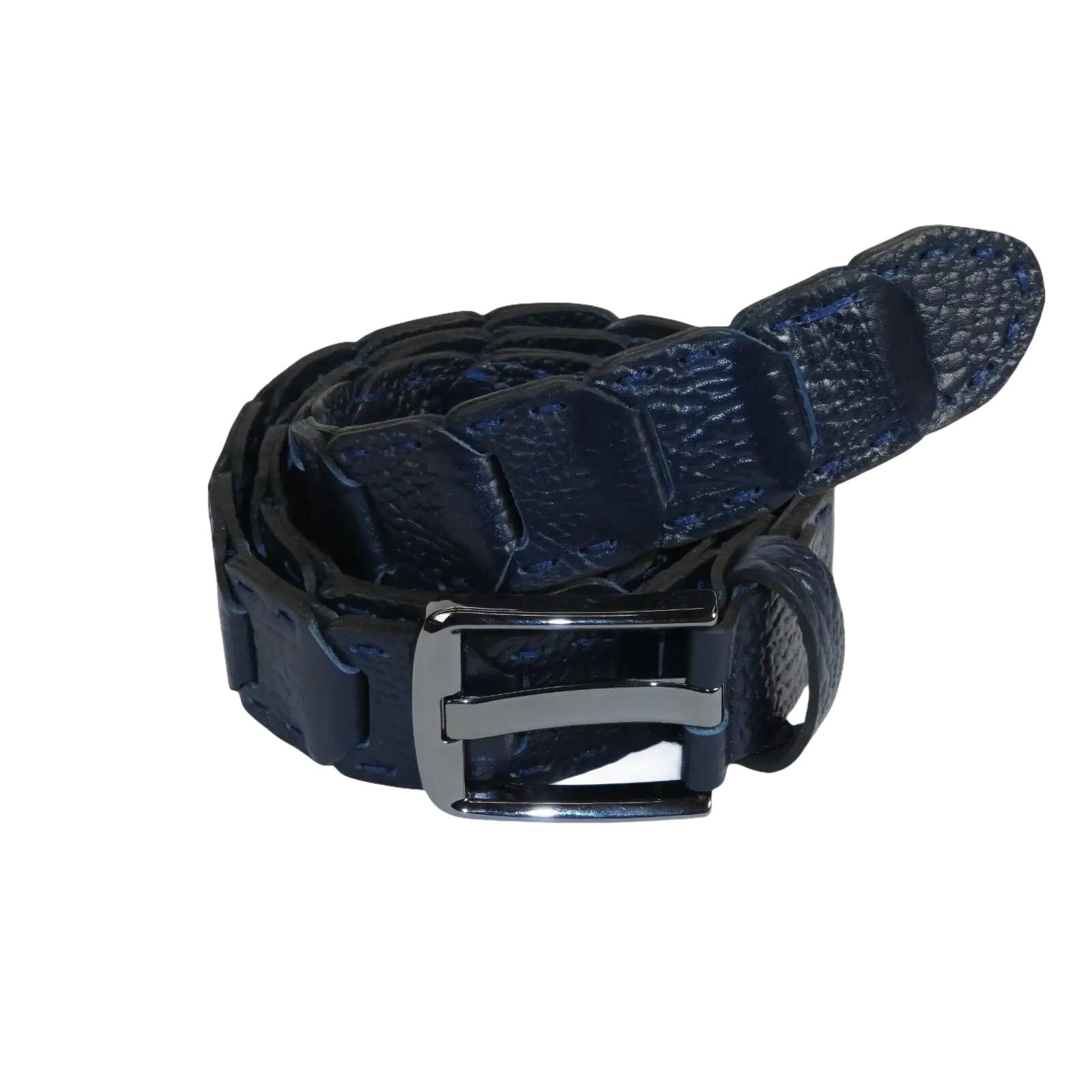 Men Genuine Leather Belt PIERO ROSSI Turkey Crocodile print Hand Stitch #69 navy - J.Valintin Men's Wear Legend - 97485