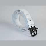 Men Genuine Leather Belt PIERO ROSSI Turkey Crocodile print Hand Stitch 69 White - J.Valintin Men's Wear Legend - 97473