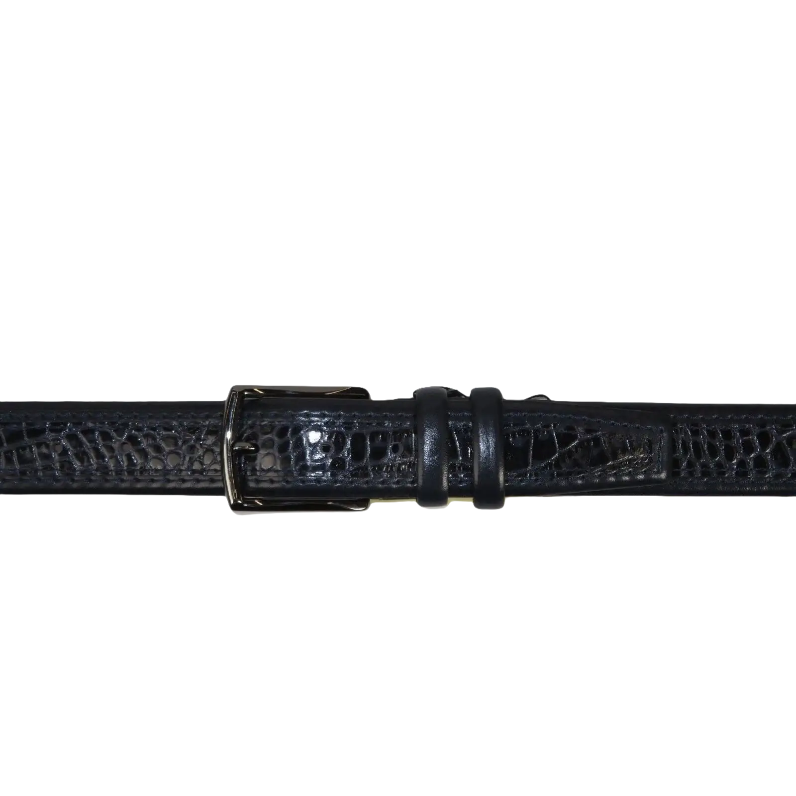 Men Genuine Leather Belt PIERO ROSSI Turkey Crocodile print Stitched 3071 Navy - J.Valintin Men's Wear Legend - 97419