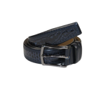 Men Genuine Leather Belt PIERO ROSSI Turkey Crocodile print Stitched 3071 Navy - J.Valintin Men's Wear Legend - 97419