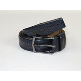 Men Genuine Leather Belt PIERO ROSSI Turkey Crocodile print Stitched 3071 Navy - J.Valintin Men's Wear Legend - 97419