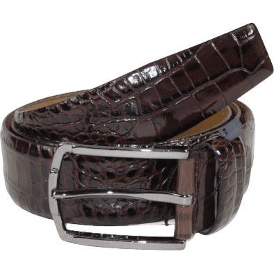 Men Genuine Leather Belt PIERO ROSSI Turkey Soft Crocodile print 1014 Brown - J.Valintin Men's Wear Legend - 97389