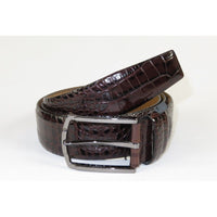 Men Genuine Leather Belt PIERO ROSSI Turkey Soft Crocodile print 1014 Brown - J.Valintin Men's Wear Legend - 97389