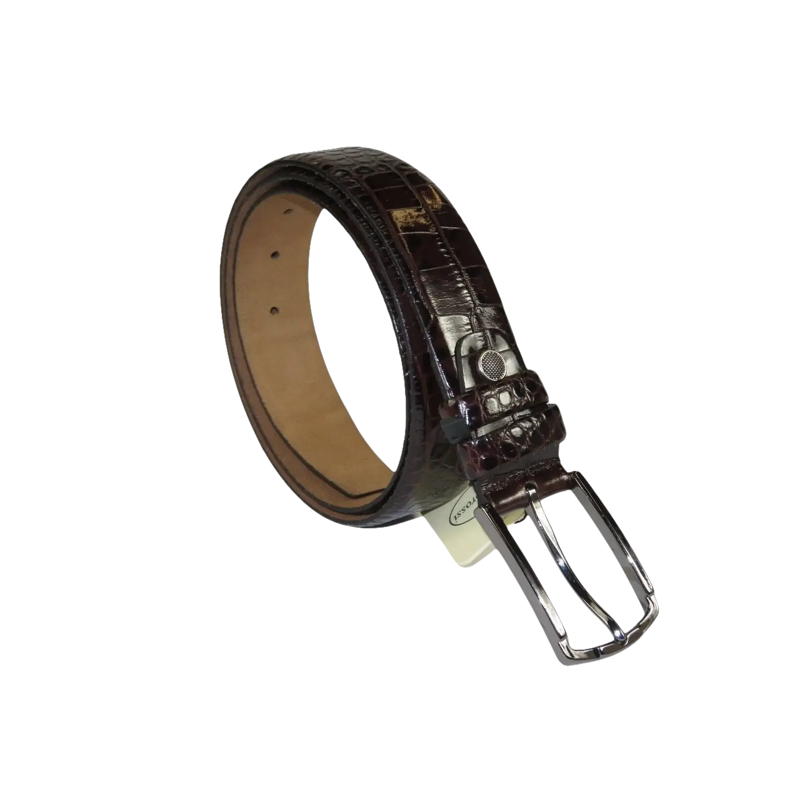 Men Genuine Leather Belt PIERO ROSSI Turkey Soft Crocodile print 1014 Brown - J.Valintin Men's Wear Legend - 97389