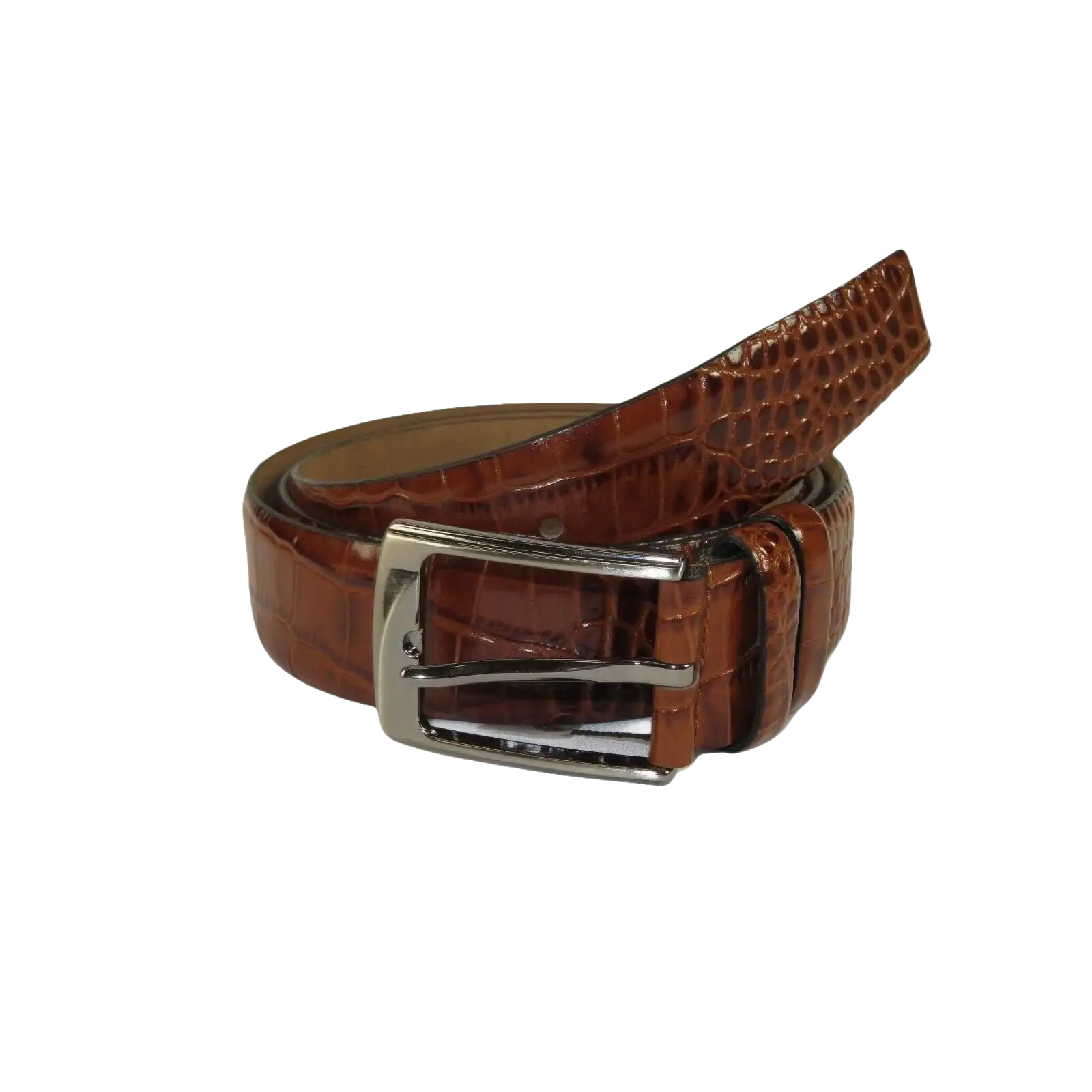 Men Genuine Leather Belt PIERO ROSSI Turkey Soft Crocodile print 1014 Cognac - J.Valintin Men's Wear Legend - 97395