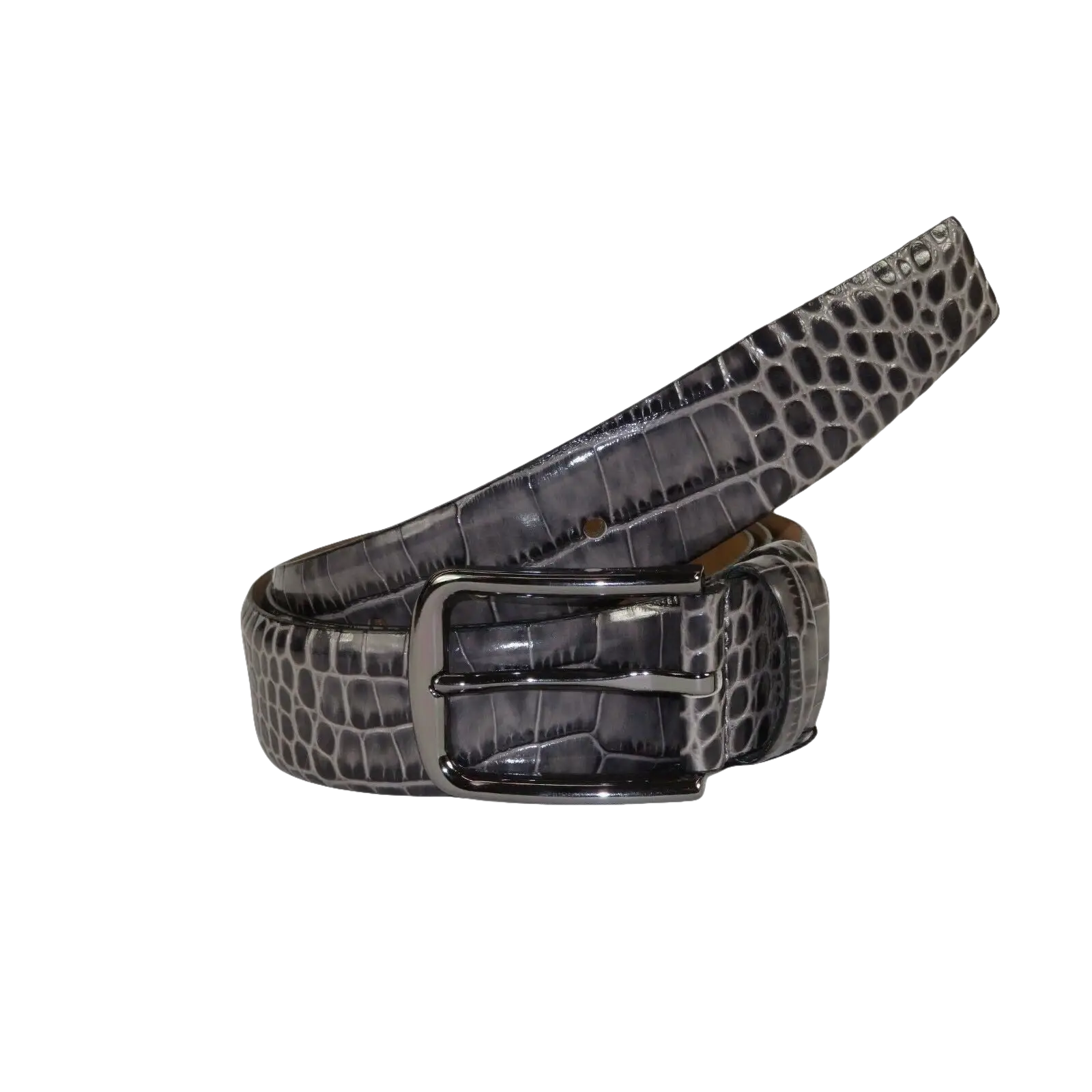 Men Genuine Leather Belt PIERO ROSSI Turkey Soft Crocodile print 1014 Gray - J.Valintin Men's Wear Legend - 97383