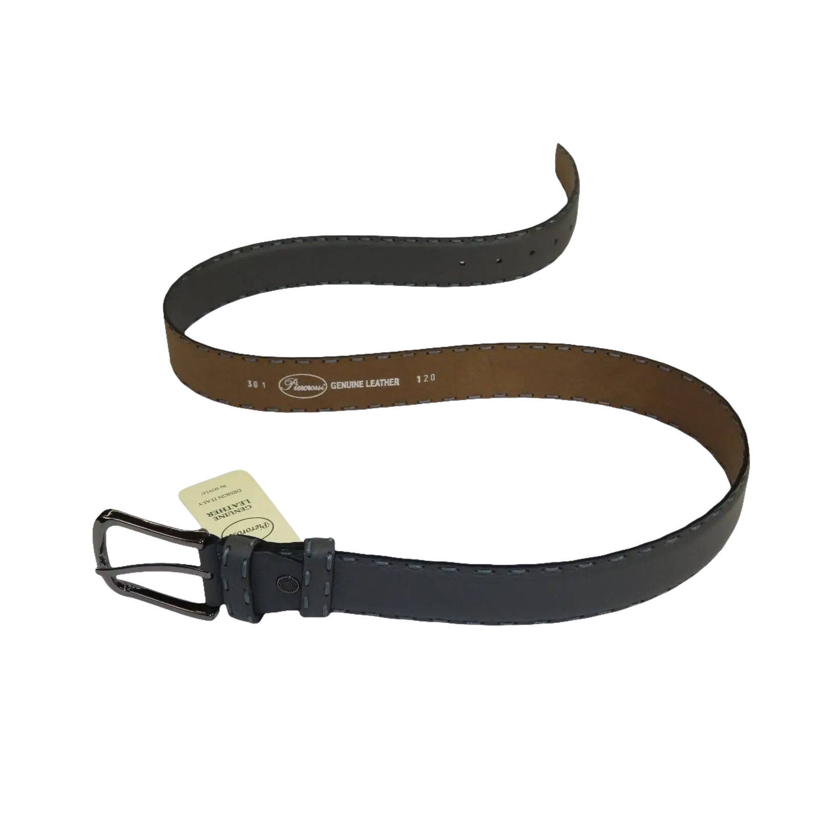 Men Genuine Leather Belt PIERO ROSSI Turkey Soft Full Grain Hand Stitch 301 Gray - J.Valintin Men's Wear Legend - 97365