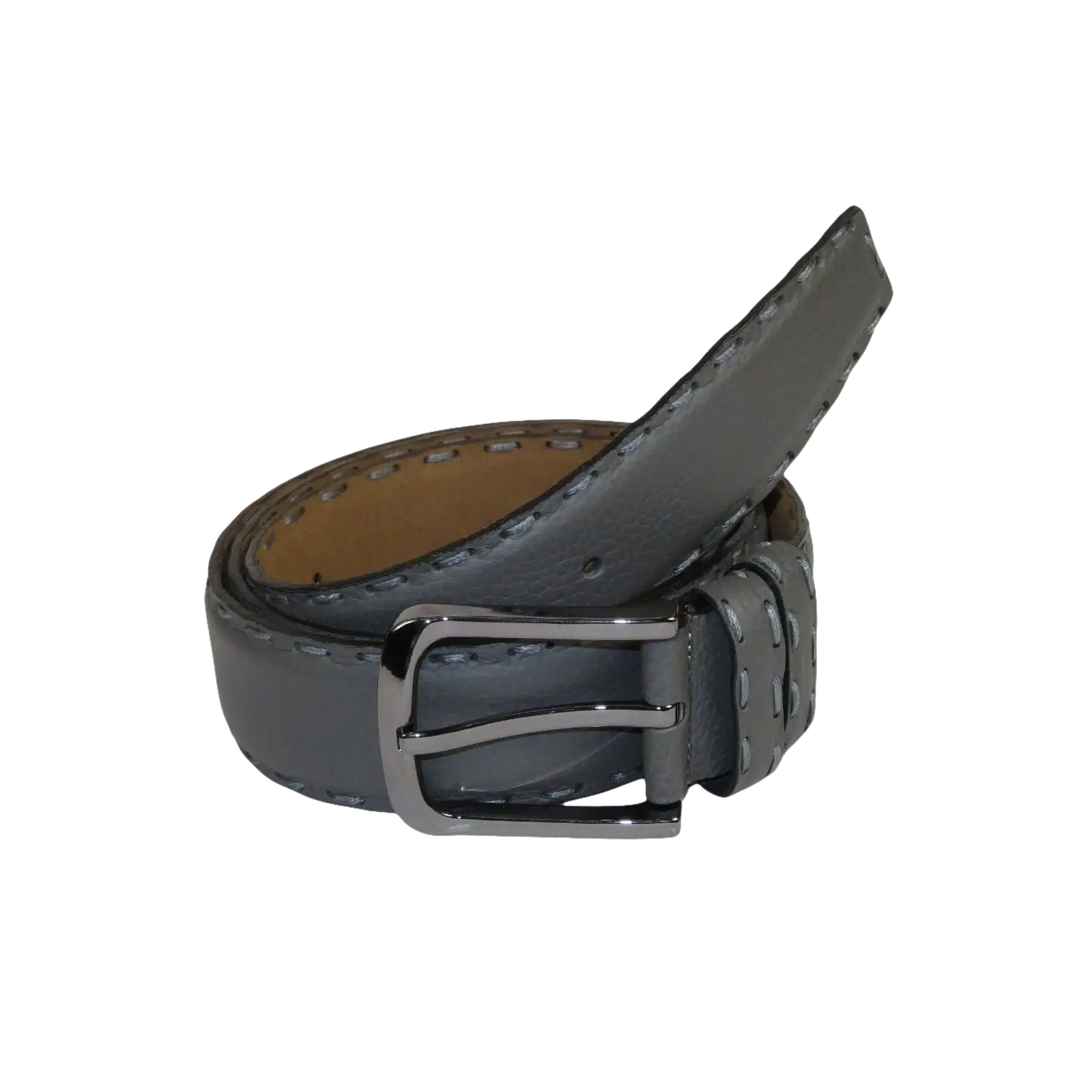 Men Genuine Leather Belt PIERO ROSSI Turkey Soft Full Grain Hand Stitch 301 Gray - J.Valintin Men's Wear Legend - 97365