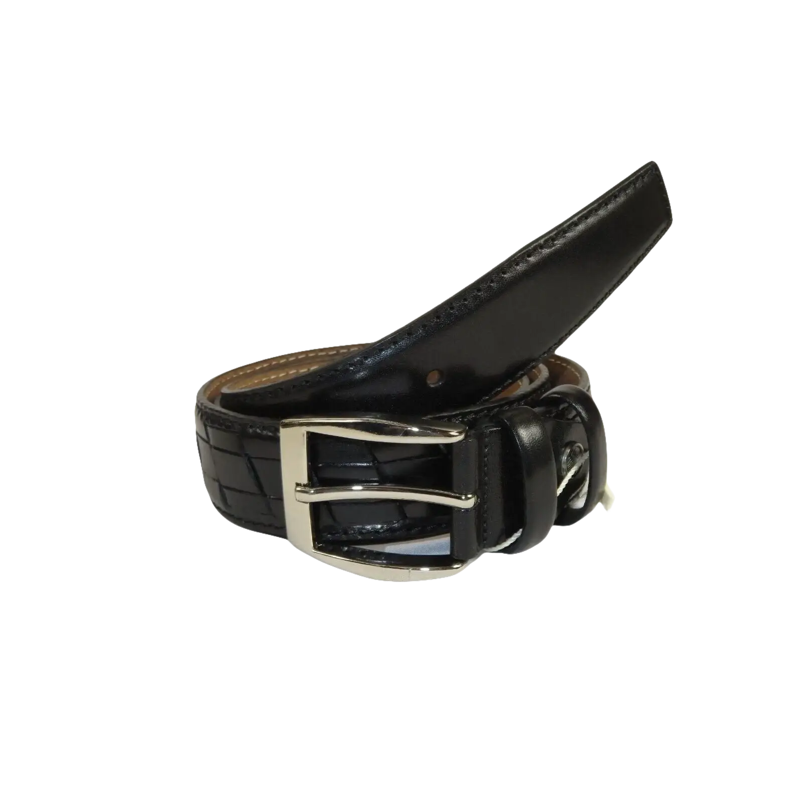Men Genuine Leather Belt PIERO ROSSI Turkey Soft Full Grain Stitched #137 Black - J.Valintin Men's Wear Legend - 97431