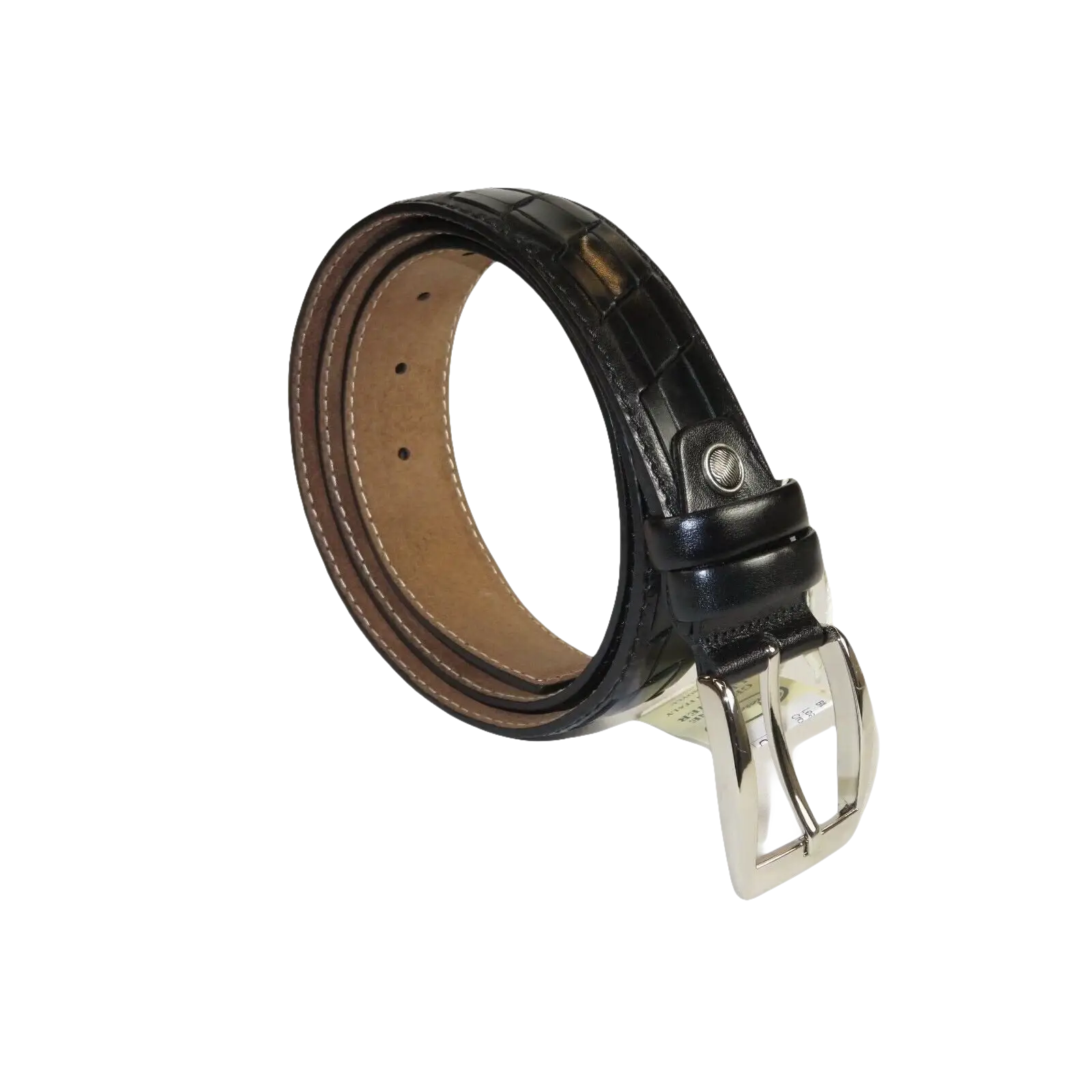 Men Genuine Leather Belt PIERO ROSSI Turkey Soft Full Grain Stitched #137 Black - J.Valintin Men's Wear Legend - 97431