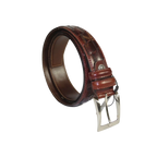 Men Genuine Leather Belt PIERO ROSSI Turkey Soft Full Grain Stitched #137 Cognac - J.Valintin Men's Wear Legend - 97437