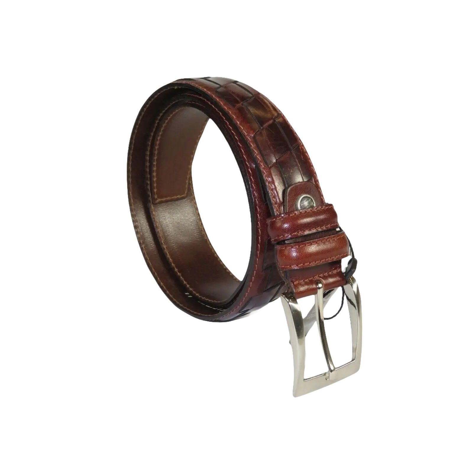 Men Genuine Leather Belt PIERO ROSSI Turkey Soft Full Grain Stitched #137 Cognac - J.Valintin Men's Wear Legend - 97437