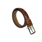 Men Genuine Leather Belt PIERO ROSSI Turkey Soft Full Grain Stitched #139 Cognac - J.Valintin Men's Wear Legend - 97449