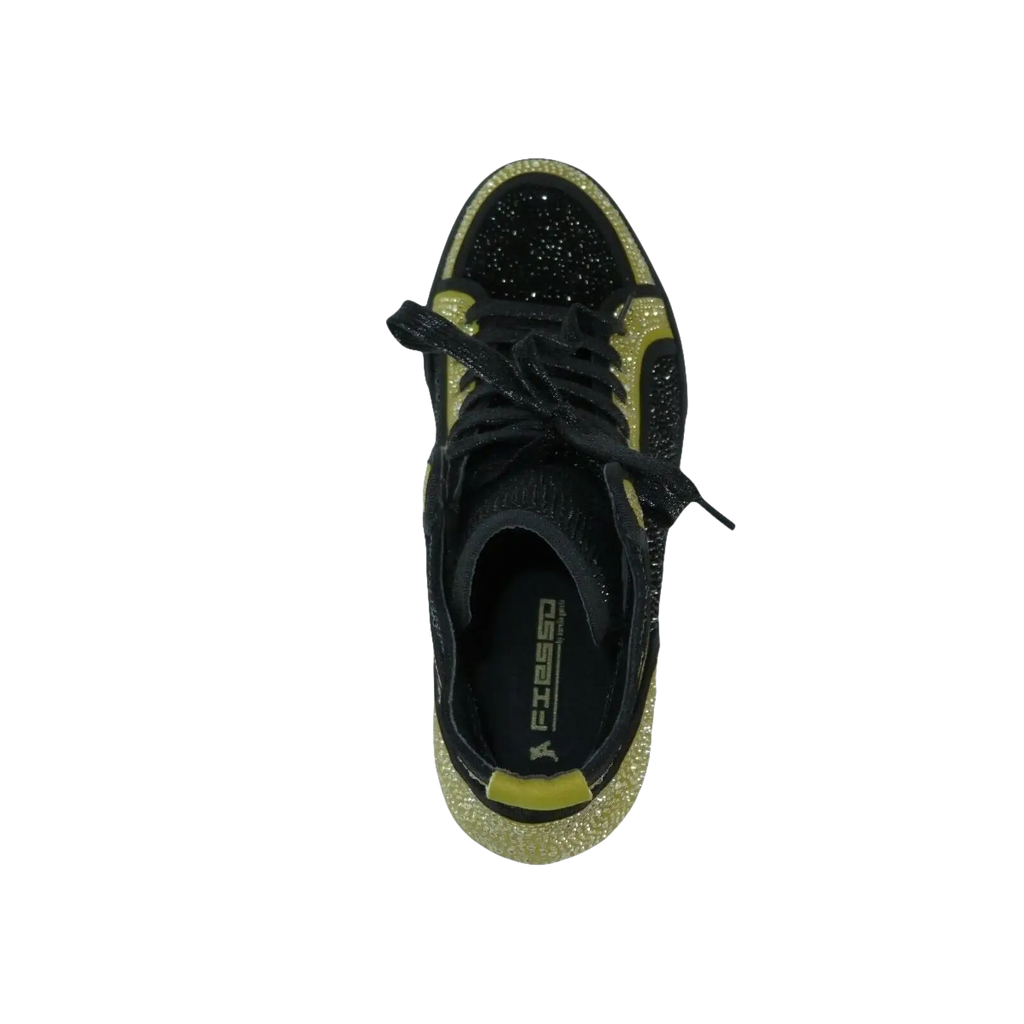 Men High Top Shoes By FIESSO AURELIO GARCIA ,Fancy Rhine stones 2402 Black Gold - J.Valintin Men's Wear Legend - 95011