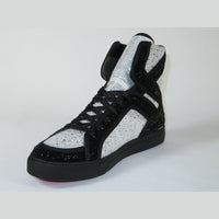 Men High Top Shoes By FIESSO AURELIO GARCIA ,Fancy Rhine stones 2402 Black White - J.Valintin Men's Wear Legend - 95005