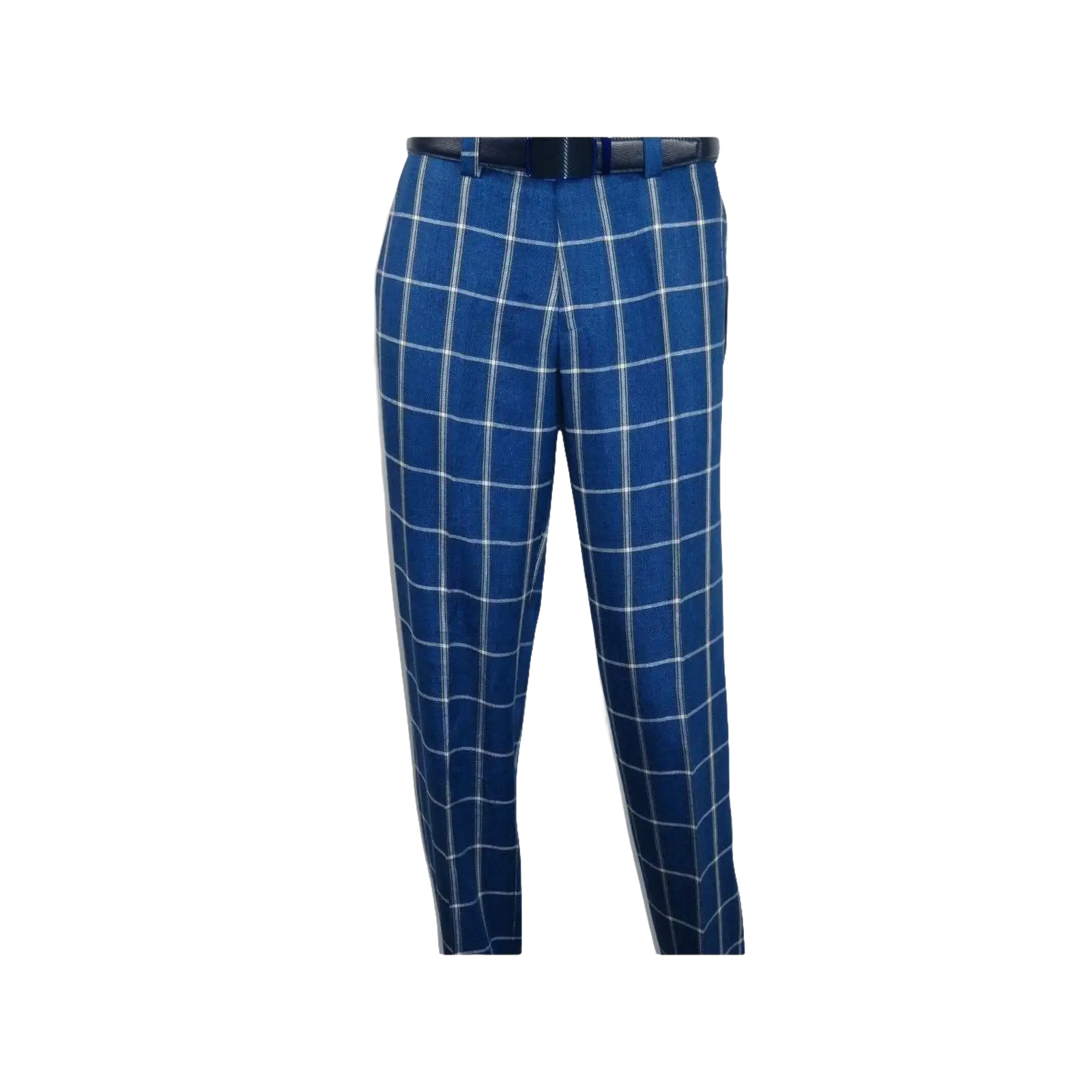 Men INSERCH premium Soft Cool Linen 2pc Walking Leisure suit 7098 Blue Plaid - J.Valintin Men's Wear Legend - 100696