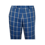 Men INSERCH premium Soft Cool Linen 2pc Walking Leisure suit 7098 Blue Plaid - J.Valintin Men's Wear Legend - 100696