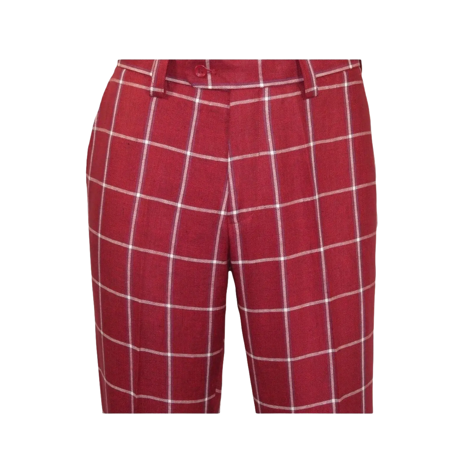 Men INSERCH premium Soft Cool Linen 2pc Walking Leisure suit 7098 Red Plaid - J.Valintin Men's Wear Legend - 100703