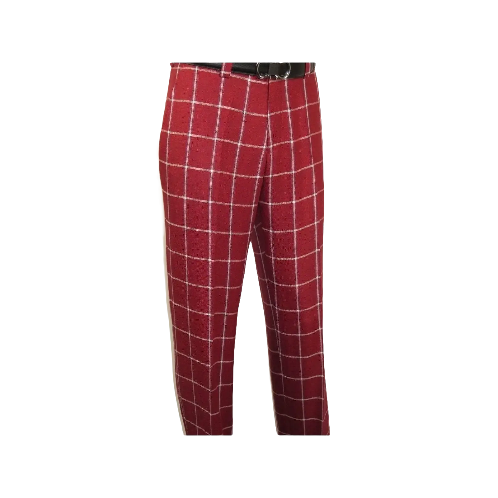 Men INSERCH premium Soft Cool Linen 2pc Walking Leisure suit 7098 Red Plaid - J.Valintin Men's Wear Legend - 100703