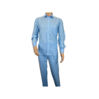 Men INSERCH premium Soft Linen Breathable 2pc Walking Leisure suit LS29116 Blue - J.Valintin Men's Wear Legend - 100675