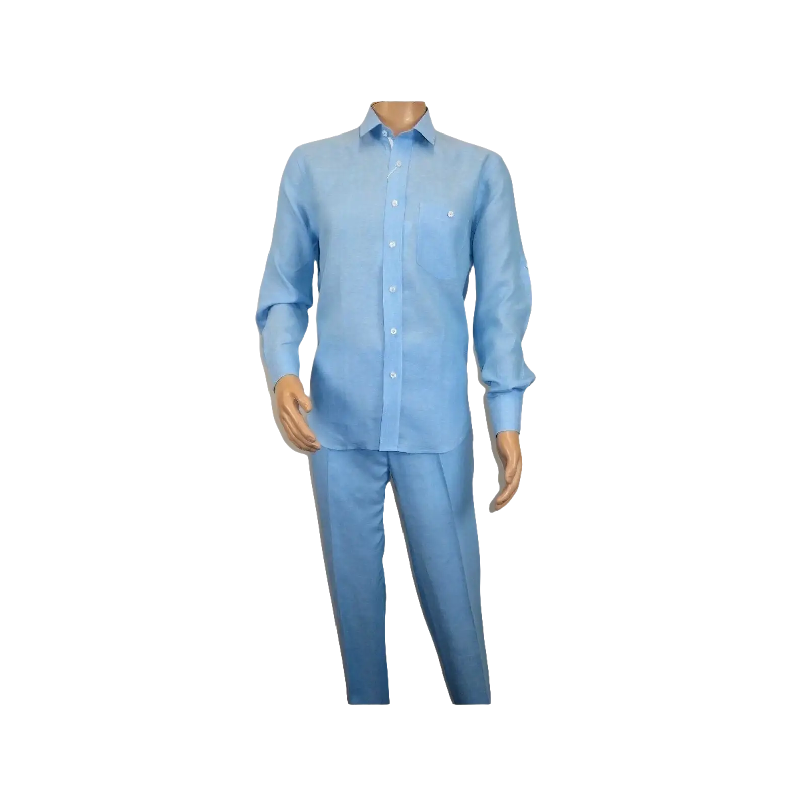 Men INSERCH premium Soft Linen Breathable 2pc Walking Leisure suit LS29116 Blue - J.Valintin Men's Wear Legend - 100675