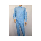 Men INSERCH premium Soft Linen Breathable 2pc Walking Leisure suit LS29116 Blue - J.Valintin Men's Wear Legend - 100675