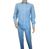 Men INSERCH premium Soft Linen Breathable 2pc Walking Leisure suit LS29116 Blue - J.Valintin Men's Wear Legend - 100675