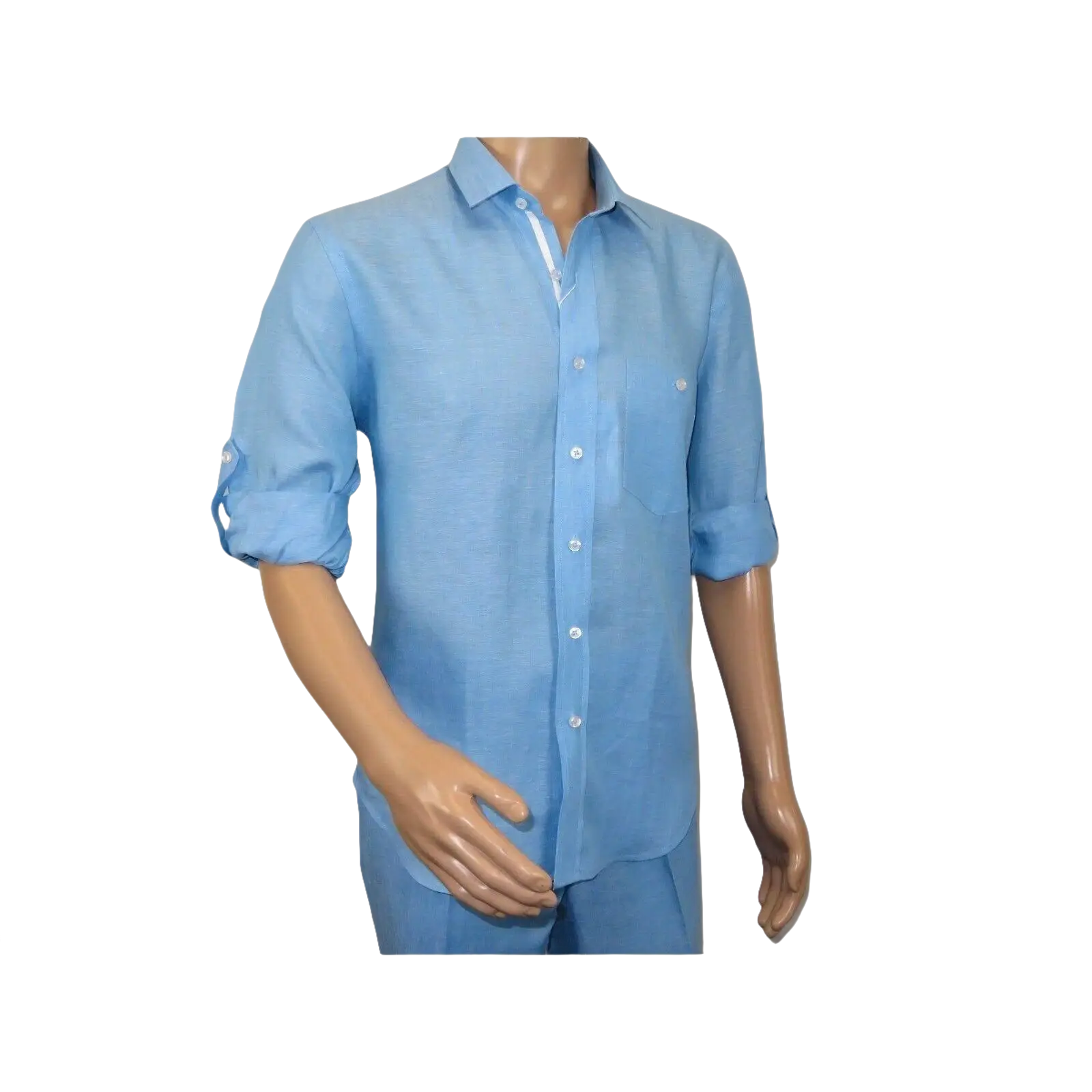 Men INSERCH premium Soft Linen Breathable 2pc Walking Leisure suit LS29116 Blue - J.Valintin Men's Wear Legend - 100675