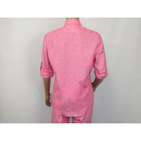 Men INSERCH premium Soft Linen Breathable 2pc Walking Leisure suit LS29116 Pink - J.Valintin Men's Wear Legend - 100689