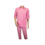 Men INSERCH premium Soft Linen Breathable 2pc Walking Leisure suit LS29116 Pink - J.Valintin Men's Wear Legend - 100689
