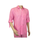 Men INSERCH premium Soft Linen Breathable 2pc Walking Leisure suit LS29116 Pink - J.Valintin Men's Wear Legend - 100689